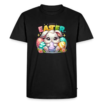 Joyeuses Pâques - Illustration de lapin de Pâques - T-shirt Premium bio Homme - noir - Devant - Nico (187cm)