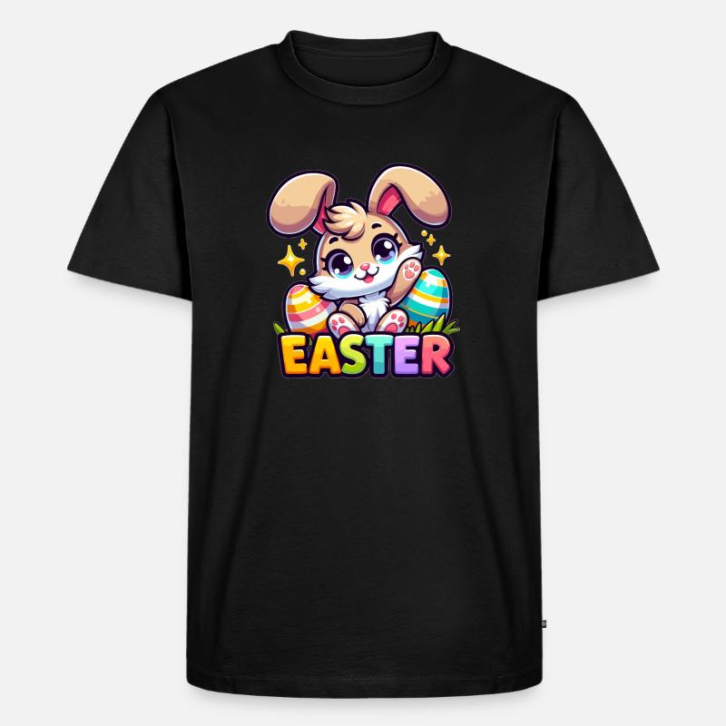 Happy Easter - Easter Bunny Illustration - Men's Premium Organic T-Shirt - black
