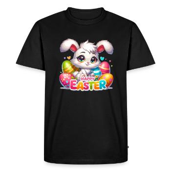 Joyeuses Pâques - Illustration de lapin de Pâques - T-shirt Premium bio Homme - noir - Devant - Nico (187cm)