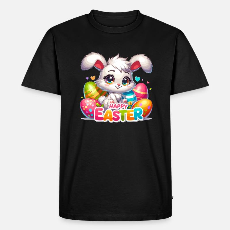 Happy Easter - Easter Bunny Illustration - Men's Premium Organic T-Shirt - black