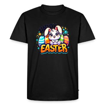 Joyeuses Pâques - Illustration de lapin de Pâques - T-shirt Premium bio Homme - noir - Devant - Nico (187cm)