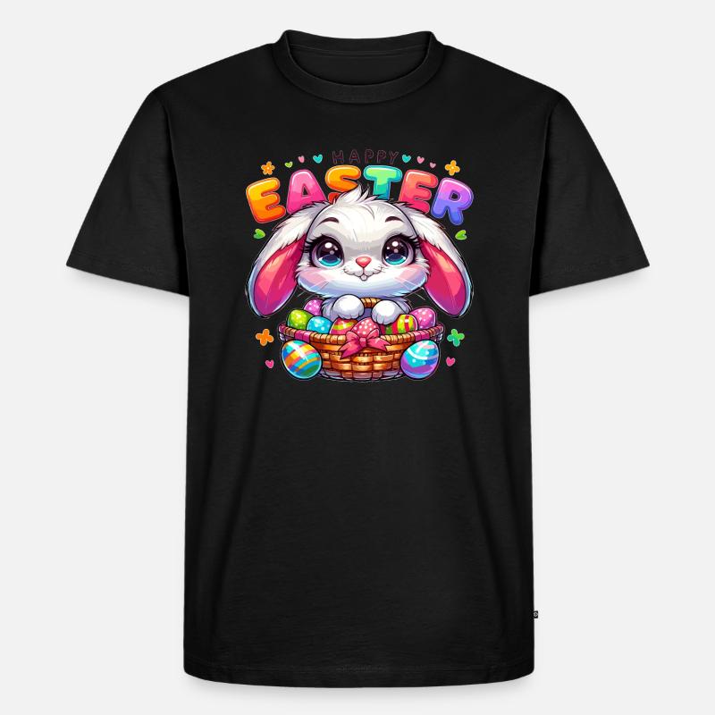 Happy Easter - Easter Bunny Illustration - Men's Premium Organic T-Shirt - black