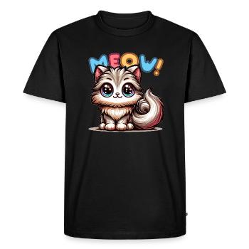 Miaou - Illustration de chat - T-shirt Premium bio Homme - noir - Devant - Nico (187cm)