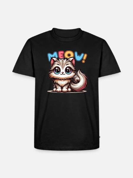 Meow - Cat Illustration - Men's Premium Organic T-Shirt - black