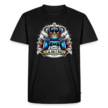King of Gaming - Controller and Crown Illustration - Men's Premium Organic T-Shirt - black - Front - Nico (187cm)