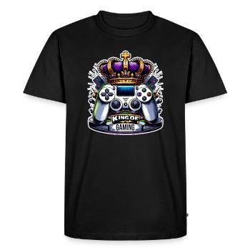 King of Gaming - Controller and Crown Illustration - Men's Premium Organic T-Shirt - black - Front - Nico (187cm)