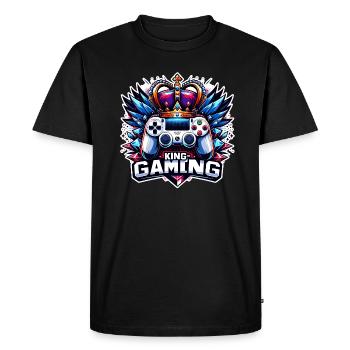 King of Gaming - Controller and Crown Illustration - Men's Premium Organic T-Shirt - black - Front - Nico (187cm)