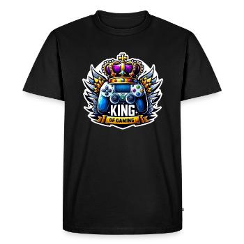 King of Gaming - Controller and Crown Illustration - Men's Premium Organic T-Shirt - black - Front - Nico (187cm)