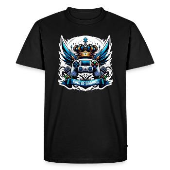 King of Gaming - Controller and Crown Illustration - Men's Premium Organic T-Shirt - black - Front - Nico (187cm)