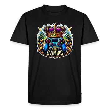 King of Gaming - Controller and Crown Illustration - Men's Premium Organic T-Shirt - black - Front - Nico (187cm)