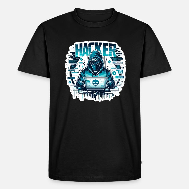 Hacker - Illustration - Männer Premium Bio T-Shirt - Schwarz