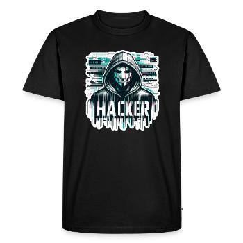 Hacker - Illustration - Men's Premium Organic T-Shirt - black - Front - Nico (187cm)