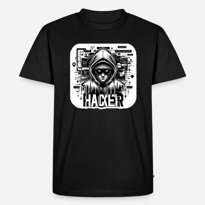 Hacker - Illustration - Männer Premium Bio T-Shirt - Schwarz
