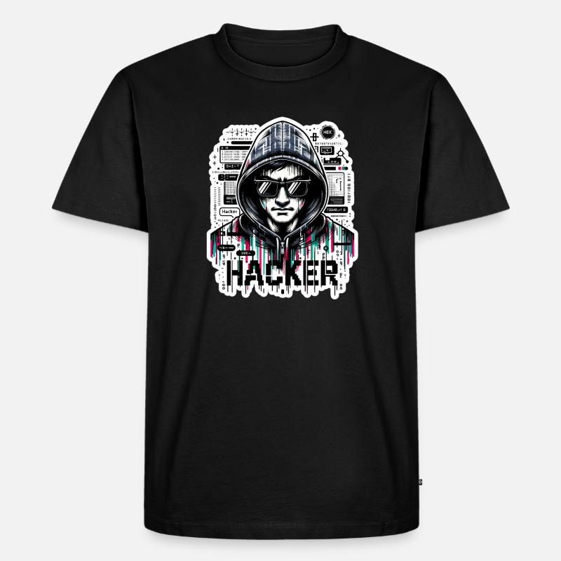 Hacker - Illustration - Männer Premium Bio T-Shirt - Schwarz