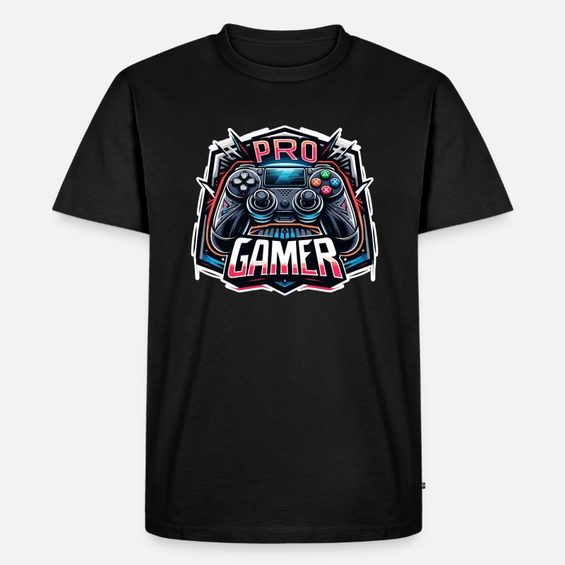 Pro Gamer - Controller Illustration - Männer Premium Bio T-Shirt - Schwarz