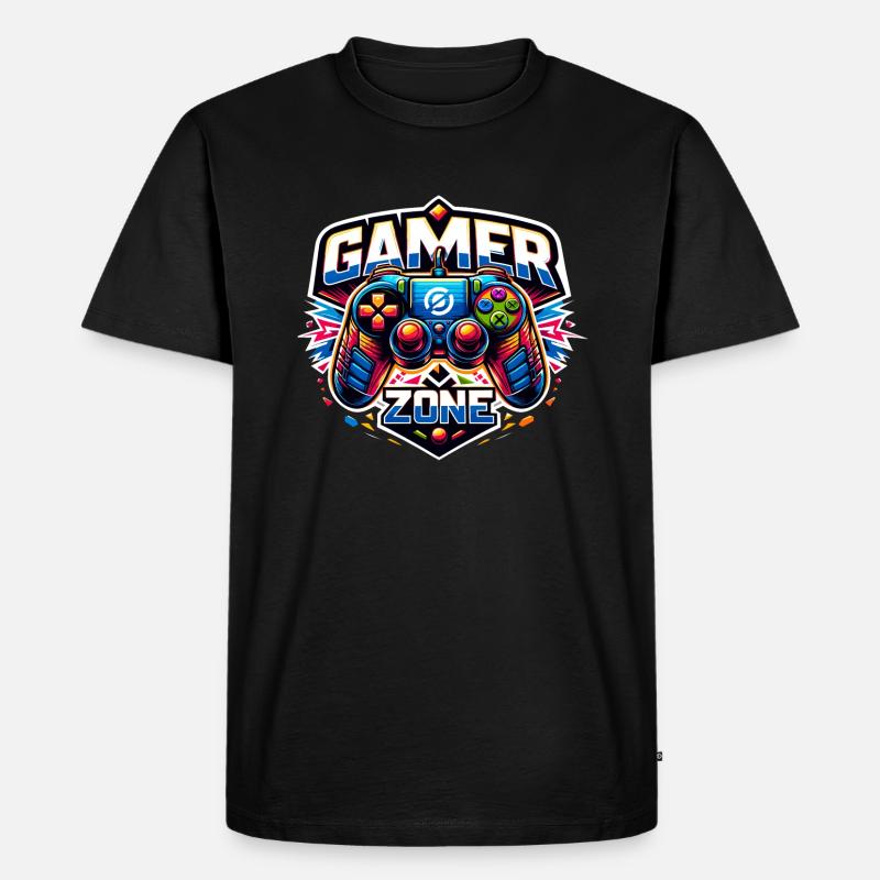 Gamer Zone - Controller Illustration - Männer Premium Bio T-Shirt - Schwarz