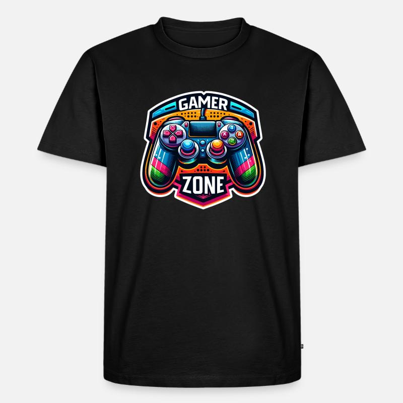 Gamer Zone - Controller Illustration - Männer Premium Bio T-Shirt - Schwarz