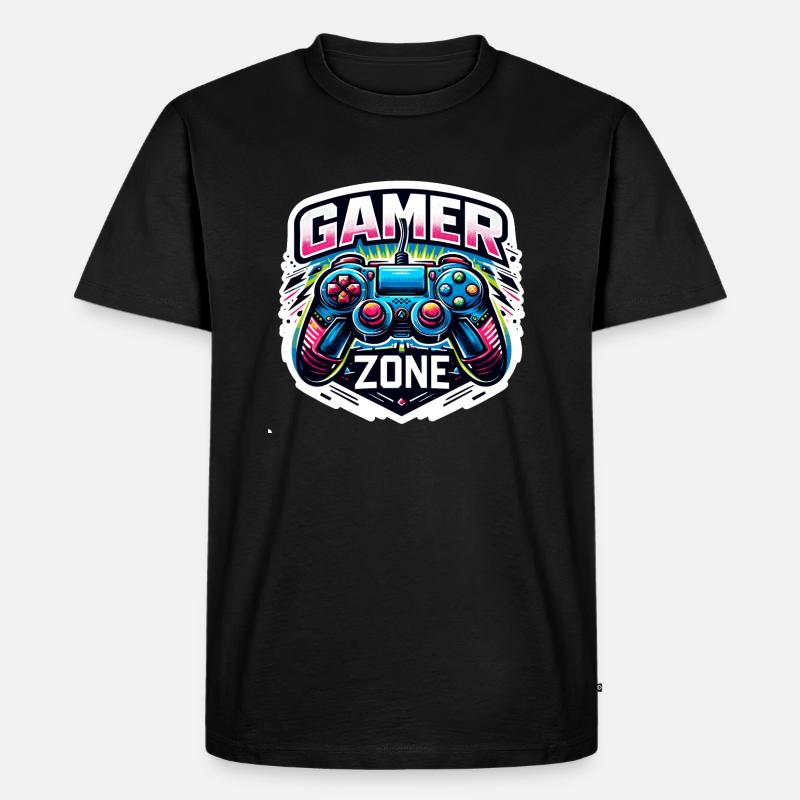 Gamer Zone - Controller Illustration - Männer Premium Bio T-Shirt - Schwarz
