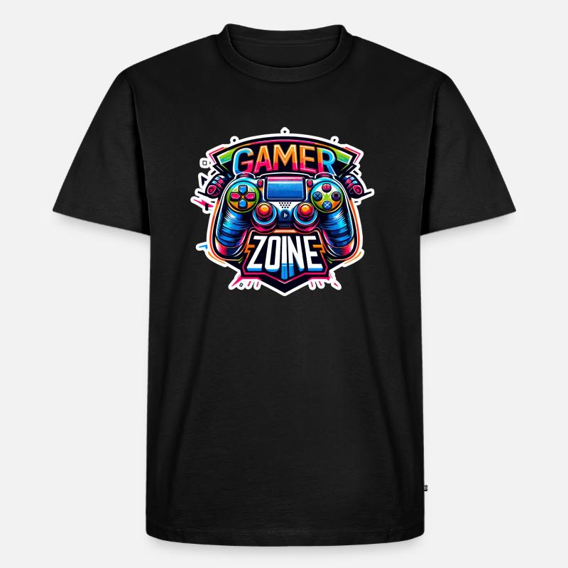 Gamer Zone - Controller Illustration - Männer Premium Bio T-Shirt - Schwarz