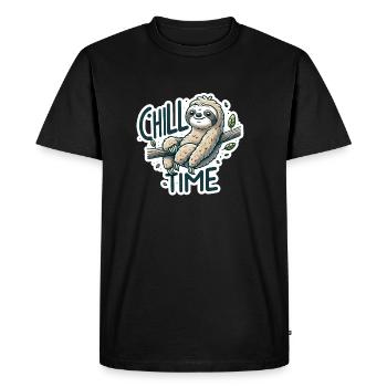 Chill Time - Illustration du paresseux - T-shirt Premium bio Homme - noir - Devant - Nico (187cm)
