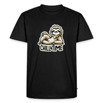 Chill Time - Illustration du paresseux - T-shirt Premium bio Homme - noir - Devant - Nico (187cm)