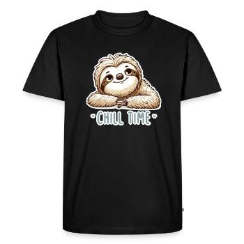 Chill Time - Illustration du paresseux - T-shirt Premium bio Homme - noir - Devant - Nico (187cm)