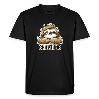 Chill Time - Illustration du paresseux - T-shirt Premium bio Homme - noir - Devant - Nico (187cm)