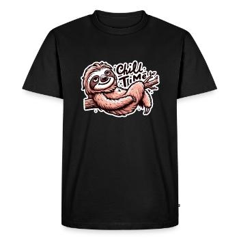 Chill Time - Illustration du paresseux - T-shirt Premium bio Homme - noir - Devant - Nico (187cm)