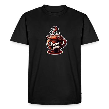 Brew Love - Coffee Cup Illustration - Men's Premium Organic T-Shirt - black - Front - Nico (187cm)