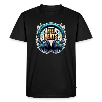 Ressentez les rythmes - Illustration d'un casque - T-shirt Premium bio Homme - noir - Devant - Nico (187cm)