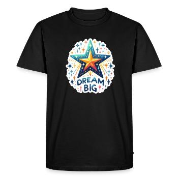 Dream Big - Shooting Star Illustration - Men's Premium Organic T-Shirt - black - Front - Nico (187cm)