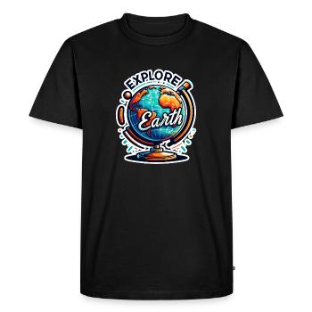 Explore Earth - Earth Illustration - Men's Premium Organic T-Shirt - black - Front - Nico (187cm)