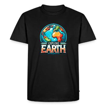 Explore Earth - Earth Illustration - Men's Premium Organic T-Shirt - black - Front - Nico (187cm)