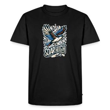 Soar High - illustration d'oiseau - T-shirt Premium bio Homme - noir - Devant - Nico (187cm)