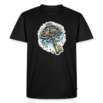 Déverrouiller les rêves - Illustration clé - T-shirt Premium bio Homme - noir - Devant - Nico (187cm)