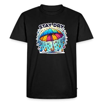Restez au sec - Illustration de parapluie - T-shirt Premium bio Homme - noir - Devant - Nico (187cm)