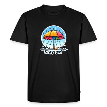 Restez au sec - Illustration de parapluie - T-shirt Premium bio Homme - noir - Devant - Nico (187cm)