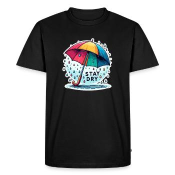 Restez au sec - Illustration de parapluie - T-shirt Premium bio Homme - noir - Devant - Nico (187cm)