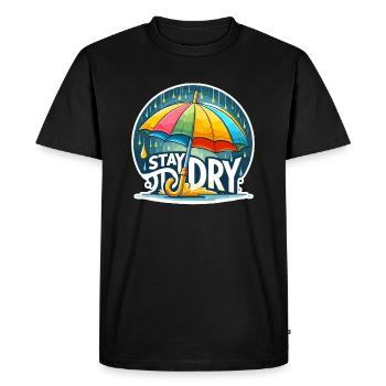 Restez au sec - Illustration de parapluie - T-shirt Premium bio Homme - noir - Devant - Nico (187cm)