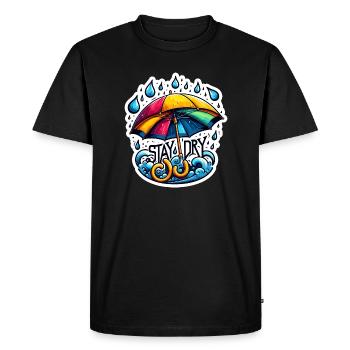 Restez au sec - Illustration de parapluie - T-shirt Premium bio Homme - noir - Devant - Nico (187cm)