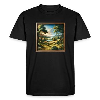 Paysage - Illustration - T-shirt Premium bio Homme - noir - Devant - Nico (187cm)