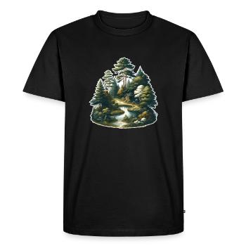 Paysage - Illustration - T-shirt Premium bio Homme - noir - Devant - Nico (187cm)