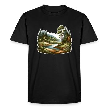 Paysage - Illustration - T-shirt Premium bio Homme - noir - Devant - Nico (187cm)