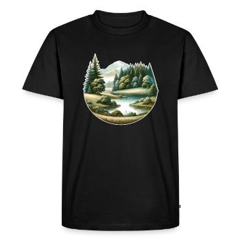 Paysage - Illustration - T-shirt Premium bio Homme - noir - Devant - Nico (187cm)