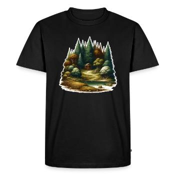Landscape - Illustration - Men's Premium Organic T-Shirt - black - Front - Nico (187cm)