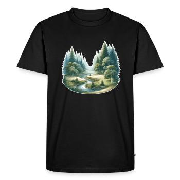 Landscape - Illustration - Men's Premium Organic T-Shirt - black - Front - Nico (187cm)