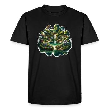 Paysage - Illustration - T-shirt Premium bio Homme - noir - Devant - Nico (187cm)
