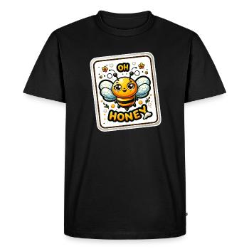 Oh Honey - Bees Illustration - Men's Premium Organic T-Shirt - black - Front - Nico (187cm)