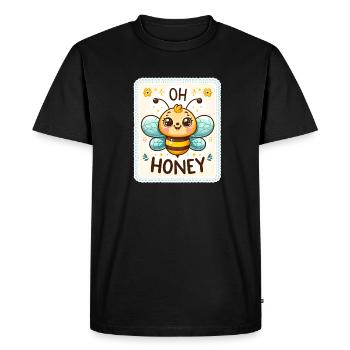Oh miel - Illustration d’abeilles - T-shirt Premium bio Homme - noir - Devant - Nico (187cm)