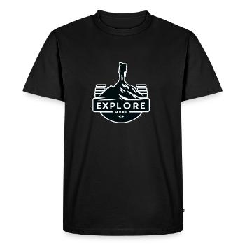 Explore more - Wanderer - Men's Premium Organic T-Shirt - black - Front - Nico (187cm)